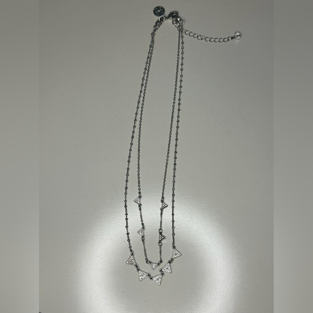 WHITE HOUSE BLACK MARKET‎ SILVER TONE 2 STRAND CUT CRYSTAL 17"-20" NECKLACE